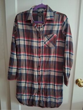 United By Blue Plaid Casual Button-Down dress in Brown, Blue & Cream